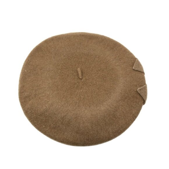 Camel Wool Beret w Bow Warm and Stylish for Church, Dress or Going Out - Hey Viv - Picture 3 of 4